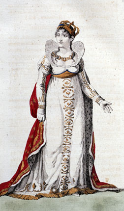 Engraving of Empress Josphine in her coronation robe from the book, 