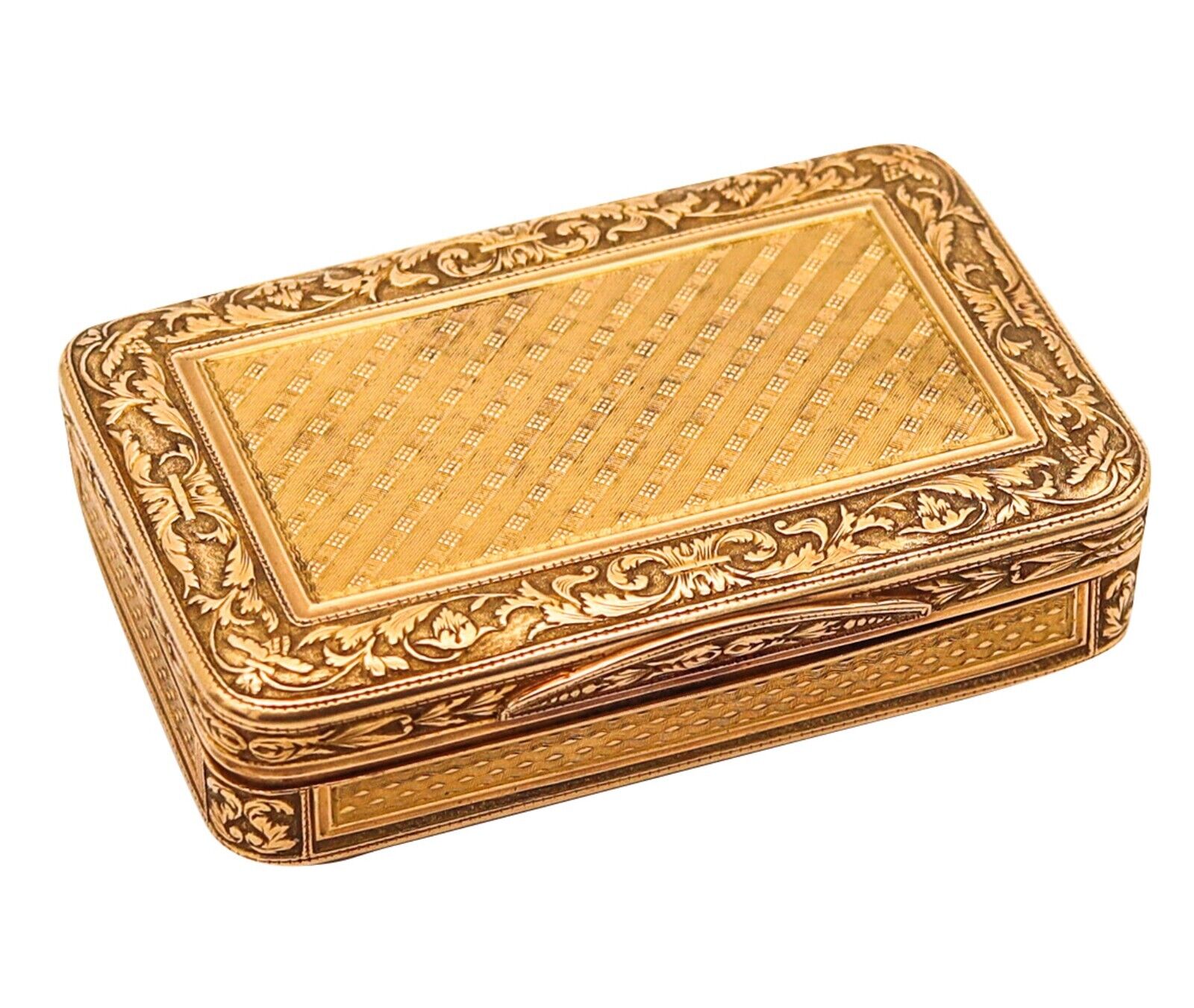 French 1790 Neoclassical Louis XVI Rectangular Snuff Box In Labrated 18Kt Yellow
