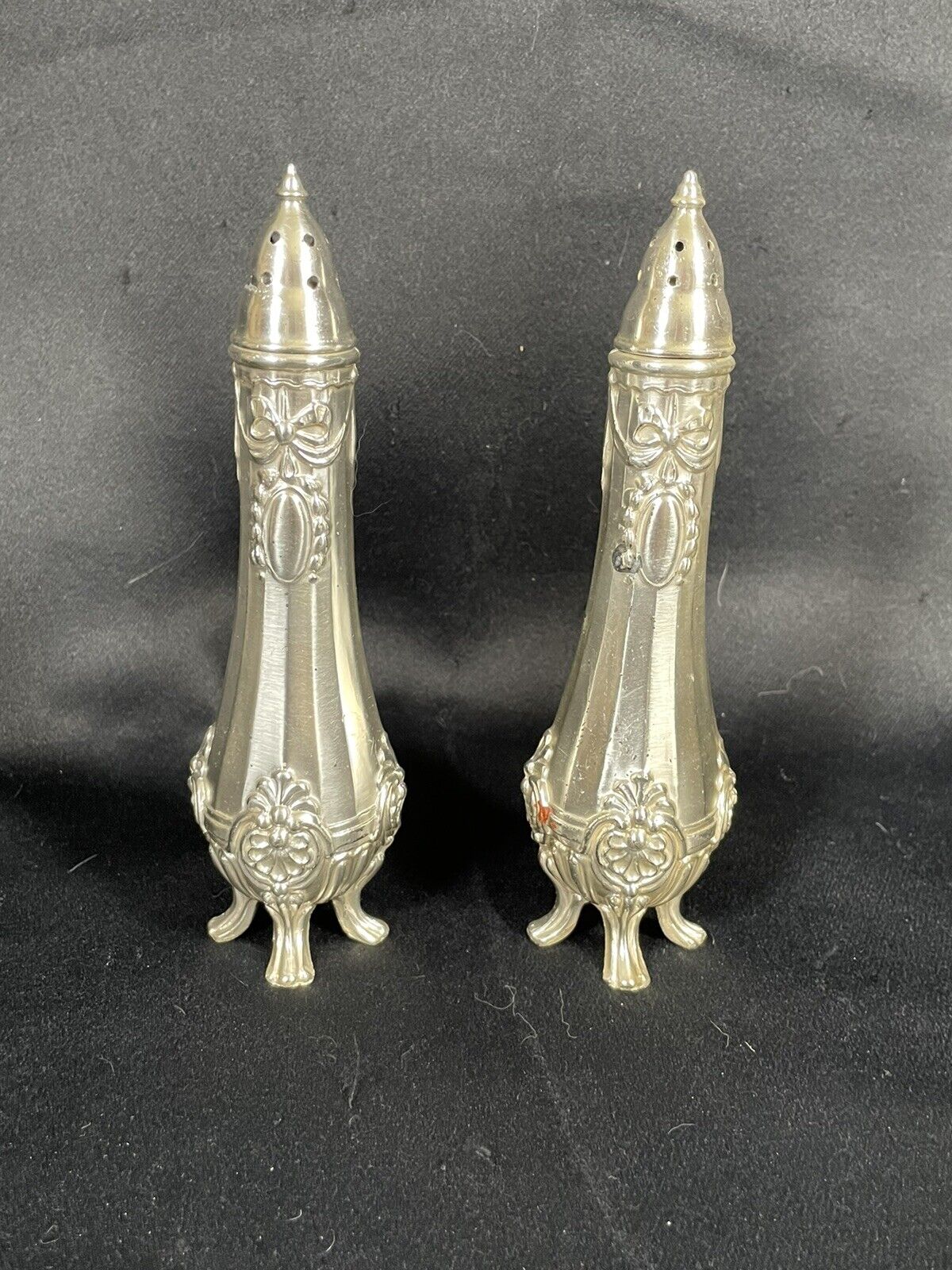Louis XV Salt and Pepper Shakers Silver EUC