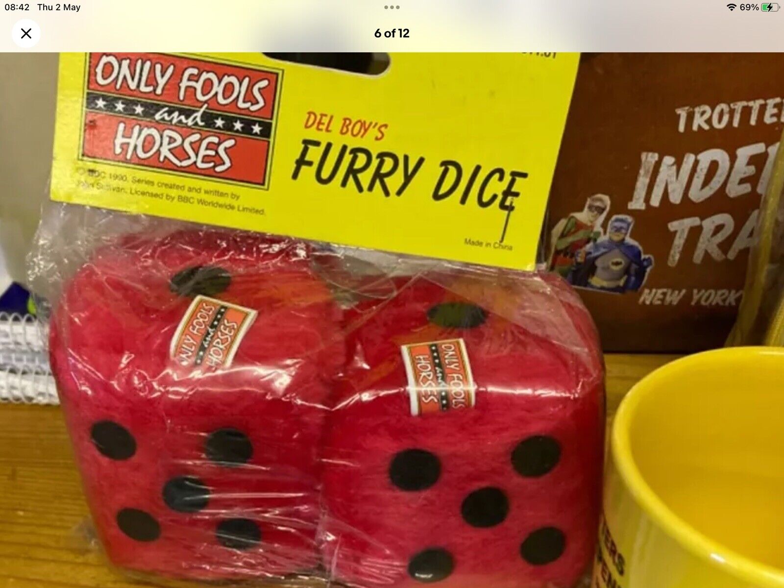 only fools and horses Rare Items,pink Fluffy Dice And Talking Bottle Opener.