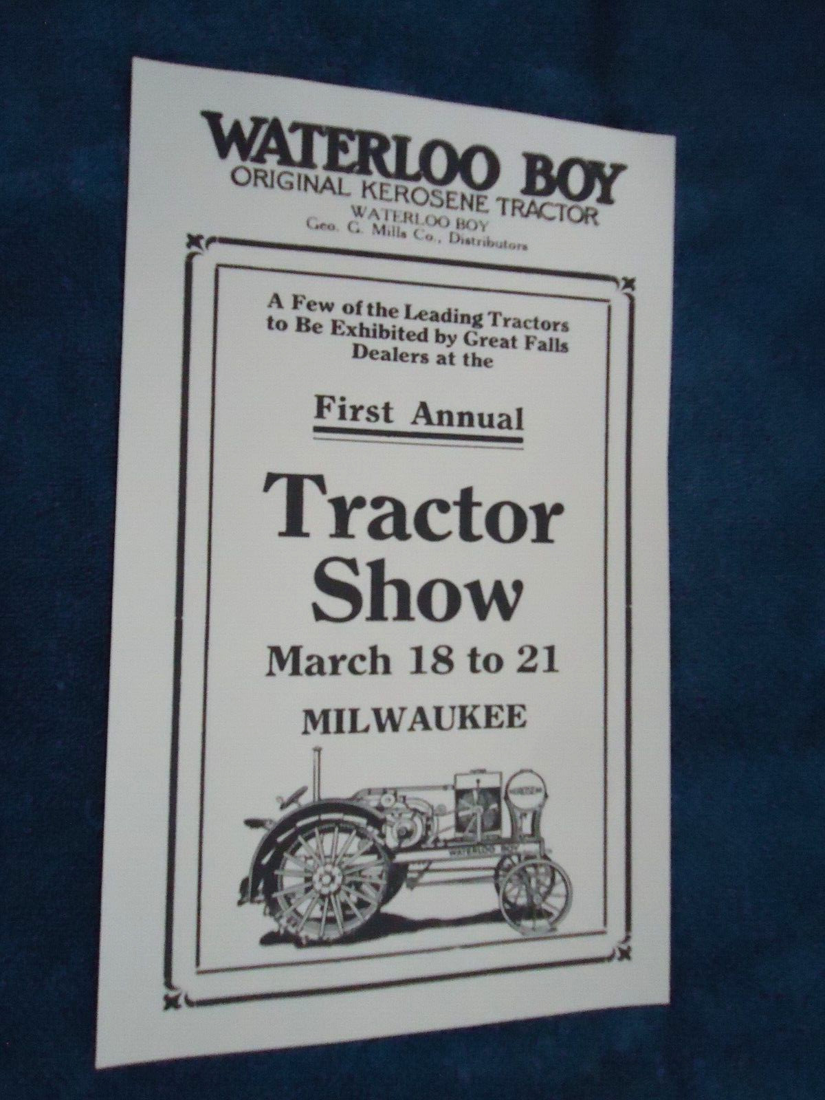 WATERLOO BOY TRACTOR ADVERTISING Tractor Show MILWAUKEE KEROSINE TRACTOR