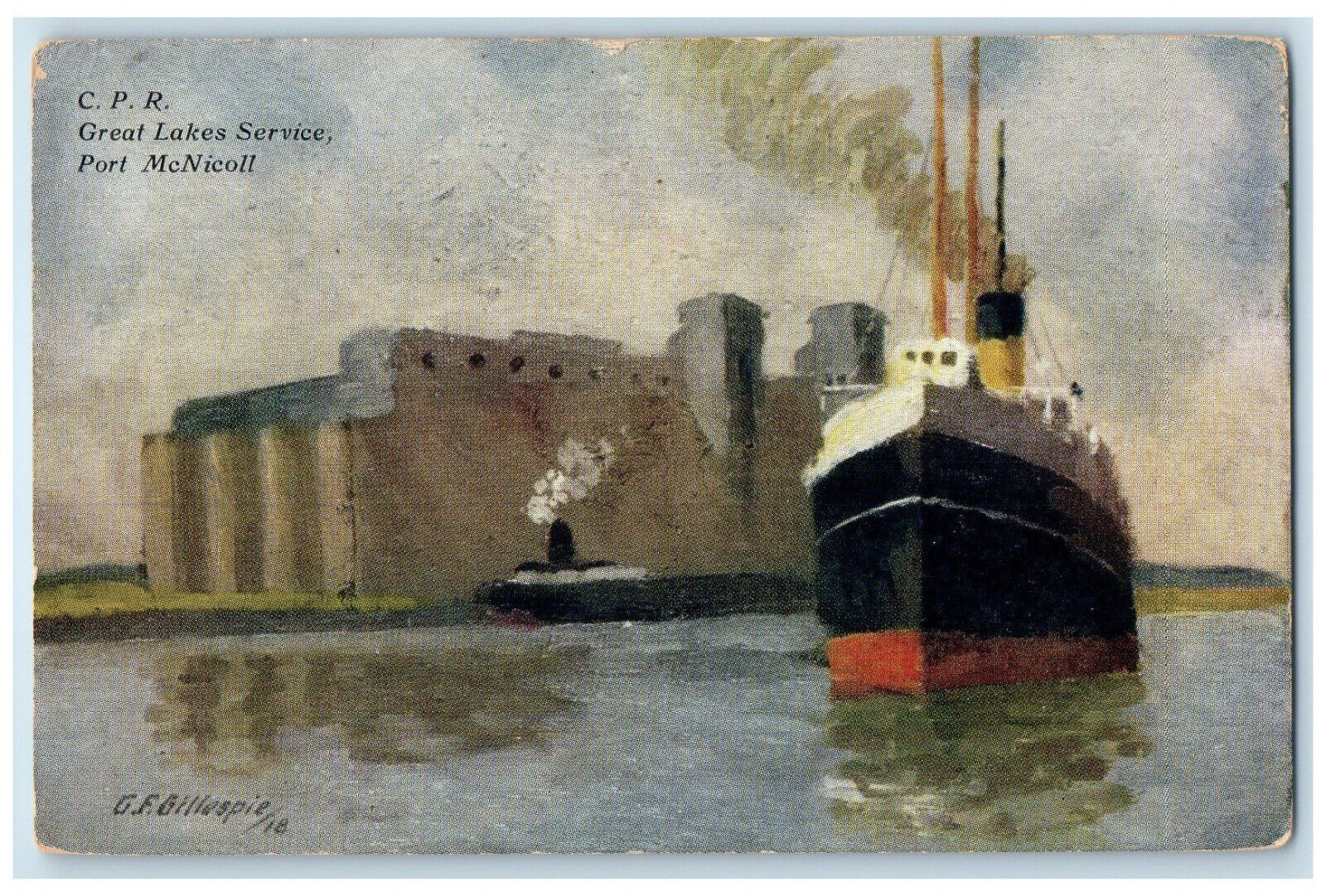 c1920's C.P.R. Great Lakes Service Port McNicoll Ontario Canada Antique Postcard