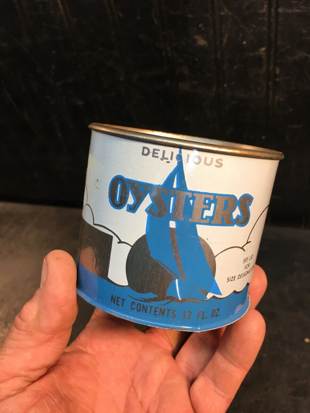 Vtg Blue Delicious Brand Oysters Tin Can 12 Oz ONANCOOK   VA