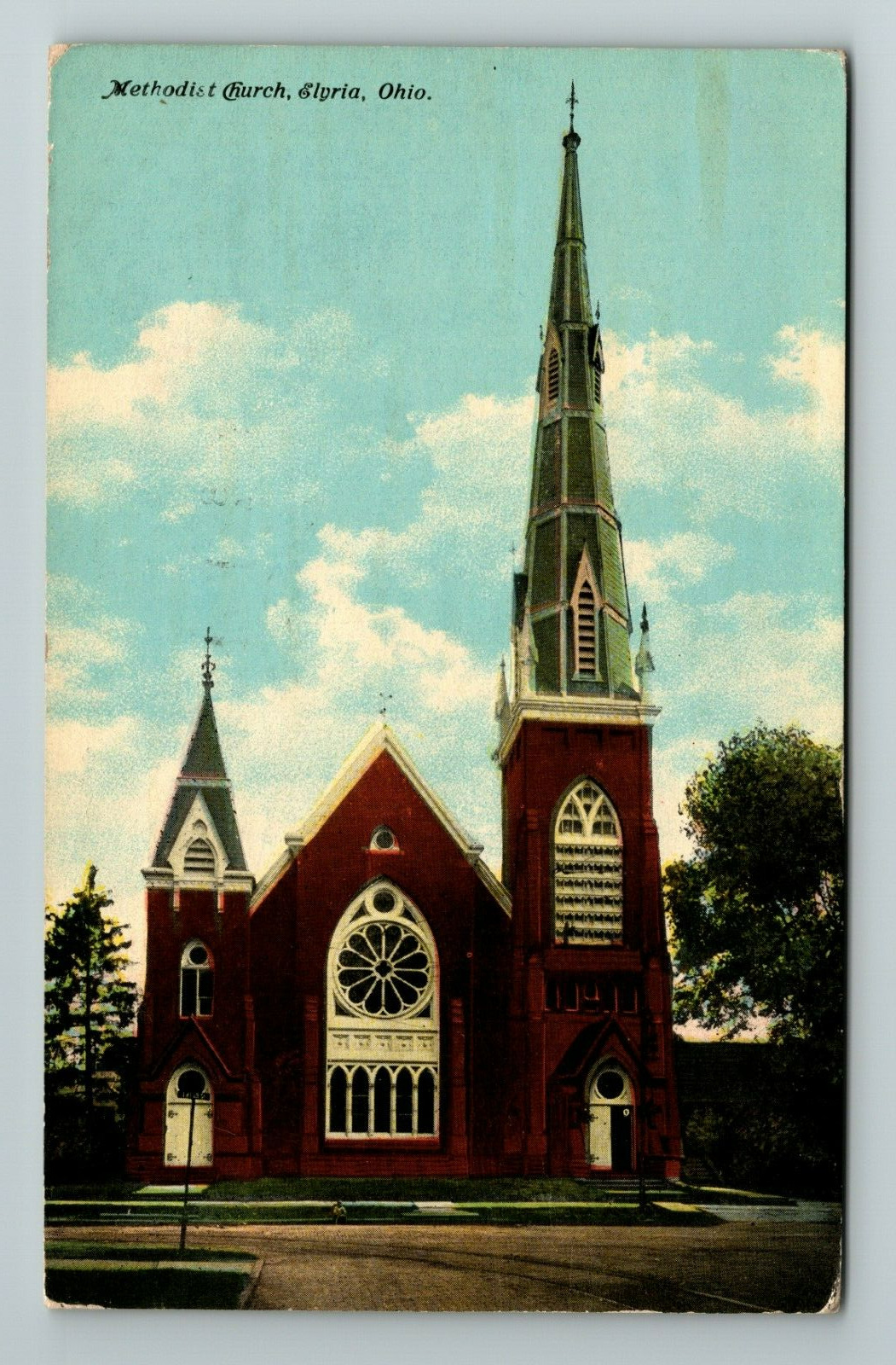 Elyria OH-Ohio, Methodist Church, Religion, Exterior, Vintage Postcard