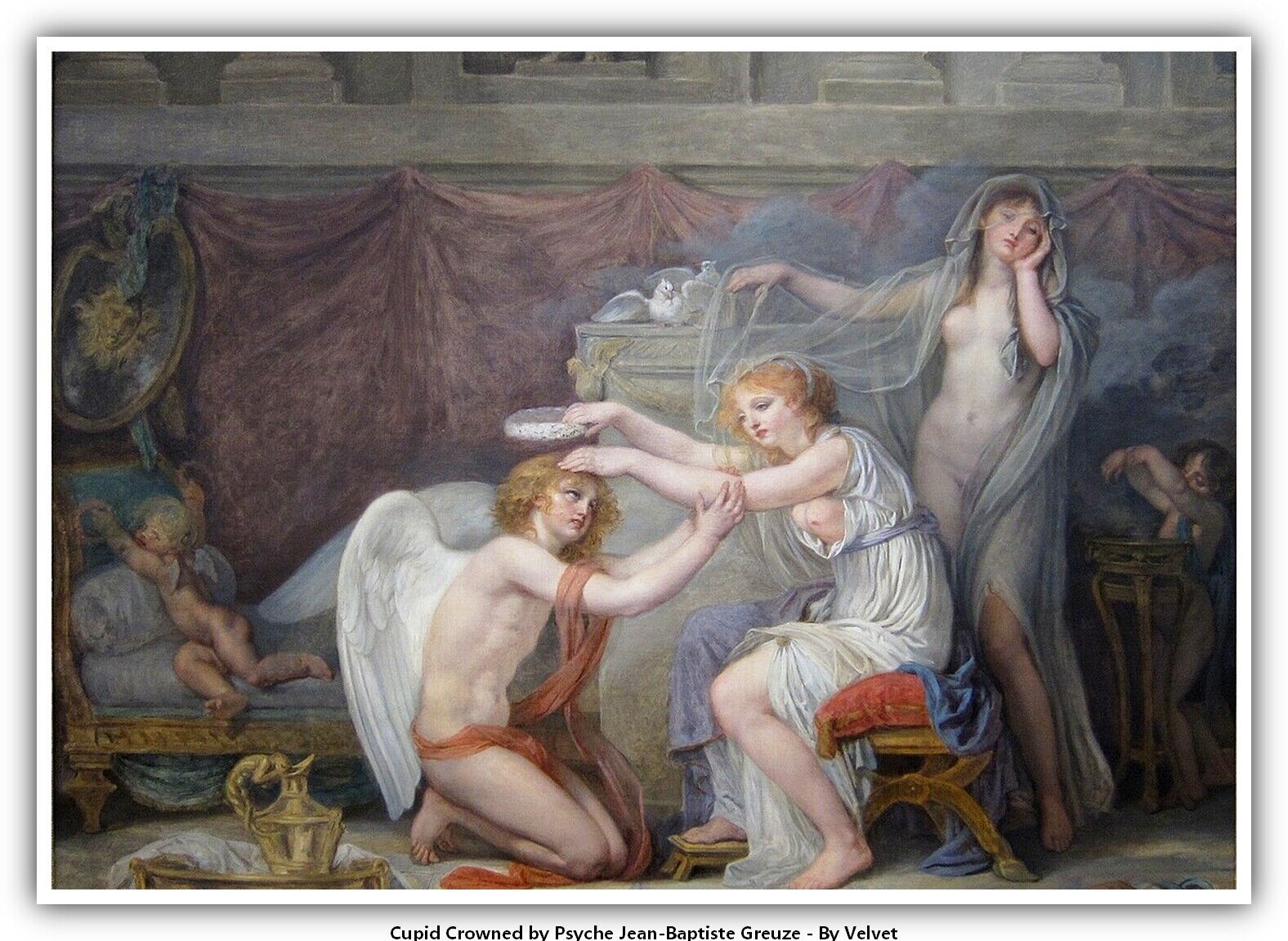 Cupid Crowned by Psyche Jean-Baptiste Greuze