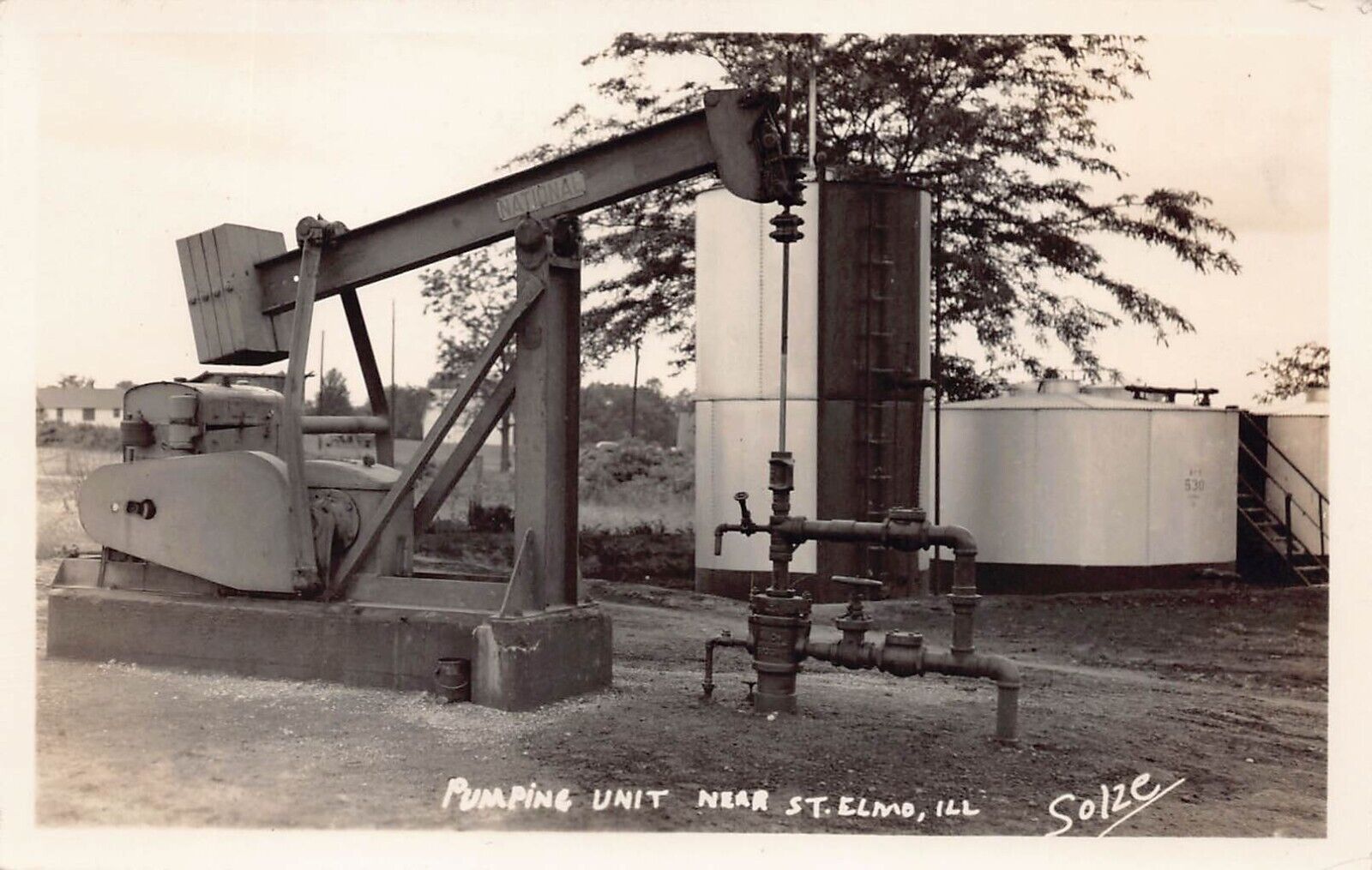 RPPC St Elmo IL Illinois Oil Well Field Drill Fayette Cty Photo Vtg Postcard C48