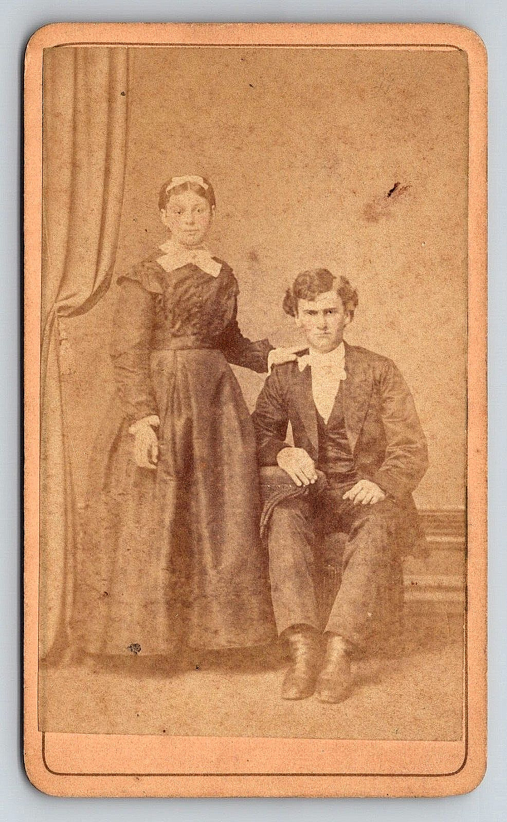 Original Old Vintage Antique CDV Photo Picture Image Lady Gentleman Couple Love