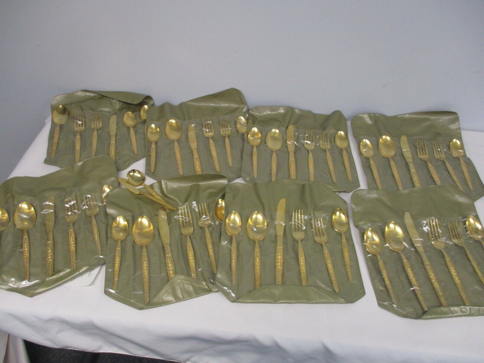 66 PCS MID CENTURY JAPAN STAINLESS GOLD ELECTROPLATE FLATWARE with ROSES