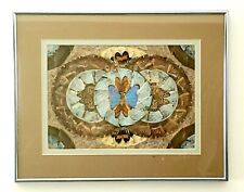 Blue Imperial Moth Monarch Butterfly Wings Vintage Intricate Frame Art Collage picture