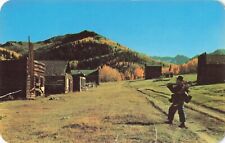 Old Time Miner and Ghost Town in Mountains - Postcard picture