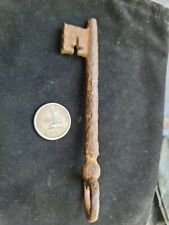 C. 1790 Ancient French Iron Skeleton Key with Unique Guards & Irregular Handle picture