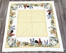 Vtg. PIERRE FREY Farm Chickens Tablecloth 70”x70” Square 100% Cotton NWOT Rare picture