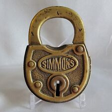 Antique Vintage Simmons Brass Padlock  No Key picture