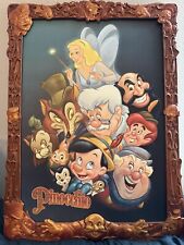 DISNEY STORE PINOCCHIO COMMEMORATIVE CARVED FRAMED POSTER *VERY RARE picture