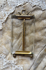 Antique French bronze photograph holder, bevelled glass, ornate scrolled top picture