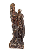 Monumental Antique Polychromed Painted Madonna and Child Carved Wood Statue picture