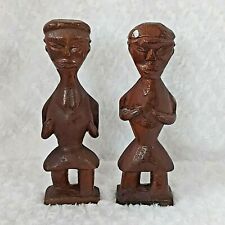 Pair of Antique African Couples Statuettes Idols Carvings Ironwood Circa 1920's picture