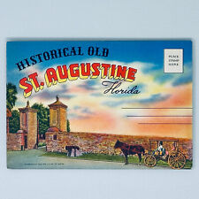 Historical Old St. Augustine Florida Souvenir Fold Out Postcard Tichnor picture