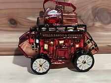 Awesome 2003 Wells Fargo Stage Coach Blown Glass Ornament New In Box picture