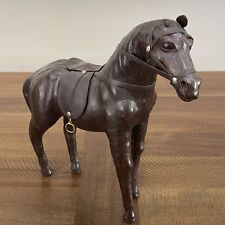 Vintage Leather Clad Horse Figurine 12” Tall Dark Brown  picture