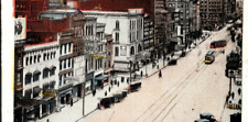 Detroit Michigan Str. View Woodward Ave. Queen Ann Soap Hotel Wilson Trolley-A31 picture