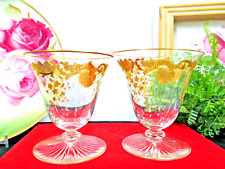 Antique St Louis Crystal Stemware Gold Encrusted set of 2 glasses picture