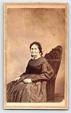 Original Old Vintage Antique Real Photo CDV Beautiful Elderly Lady Dress Chair picture