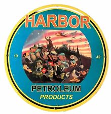 RARE HARBOR PETROLEUM PRODUCTS GAS PUMP OIL GARAGE PORCELAIN ENAMEL SIGN  picture