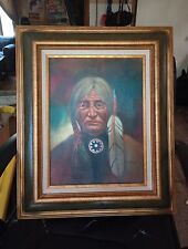 Antique Native American Oil Painting picture