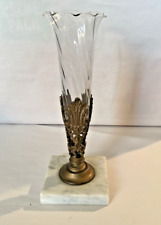 Antique 19th C. Bronze Figural Vase with Glass Insert & Marble Base, 11