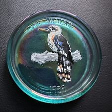 VINTAGE 1989 ACE VICTORIA PAINTED KOOKABURRA FENTON CARNIVAL GLASS COASTER picture