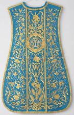 Marian Blue Spanish Fiddleback Vestment & mass set wt Vintage Embroidery pattern picture