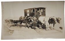 vintage RPPC early TRAVEL COW STEER WAGON connecticut to california PHOTO picture