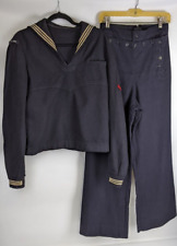 Vtg Named 1940's WW2 US Navy Wool Undress Uniform Pullover Jumper With Trousers picture