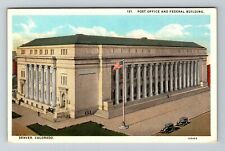 Denver CO-Colorado, Post Office, Federal Building, Automobile Vintage Postcard picture