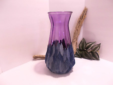 Bohemian Décor Large Violet Purple Glass Flower Vase w Denim Leaves Bohemian picture