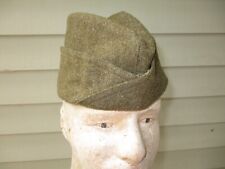 WWII US Army Enlisted Overseas Hat OD Wool Size 7 Quartermaster Labels Named WWI picture