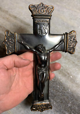 Antique 1930s Art Deco Metal Bronze Ornate/Detailed Crucifix/Cross/Jesus picture