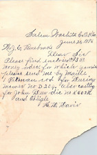 1896 Handwritten Letter H D Davis J. E. Bonebrake John Deere part Oklahoma Ter. picture