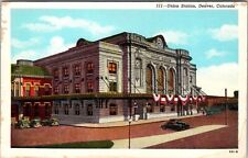 Denver CO-Colorado, Union Station, Automobiles Vintage Souvenir Postcard picture