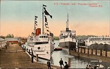 1912 PC SS Iroquois, Princess Charlotte in harbor Victoria B.C. Valentine & sons picture