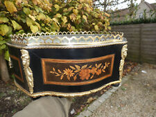 Antique french napoleon III 1880 Wood inlay jardiniere planter caryatid heads picture