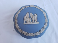 Wedgewood Blue Jasperware Trinket Box Round Covered #B picture