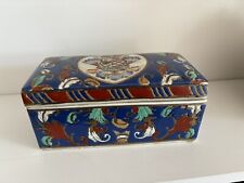 Vtg Blue Ceramic Lidded Box From Macau picture