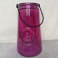 Shabby Chic Vase Genuine & Crafted Original Fuchsia Glass w/ metal Handle 8 1/2