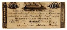 1813 dated Vermont Glass Factory - $1.50 Denominated Obsolete Banknote - Currenc picture
