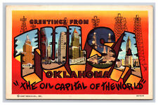 Large Letter Greetings From Tulsa Oklahoma OK Postcard A4516 picture