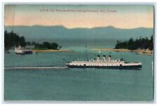 c1910 C.P.R.S.S. Princess Elaine Leaving Nanaimpo BC Canada Postcard picture