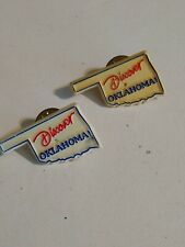 Vintage Lapel Pin Discover Oklahoma State Outline Pinback Hat Pin Lot of 2 picture