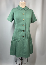 Vintage Girl Scouts Uniform Dress Cadet Green ADULT SIZE 10 MED LARGE 1960s MOD picture